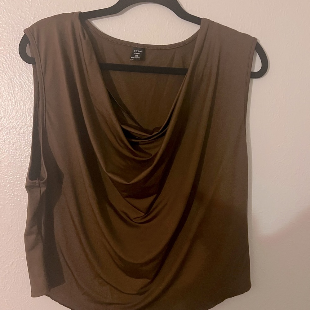 Brown scoop neck top